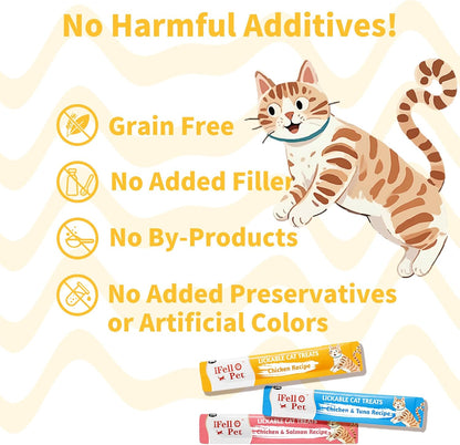 Variety pack of 12 chicken and seafood cat treat tubes