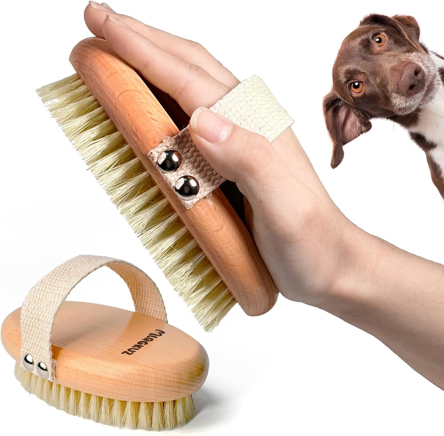MLQGKUZ professional dog brush front view for premium short hair grooming