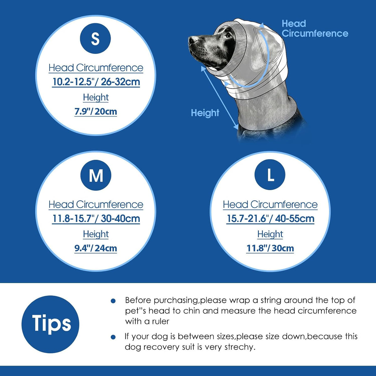 Grey pet calming hoodie for dog grooming and drying protection.