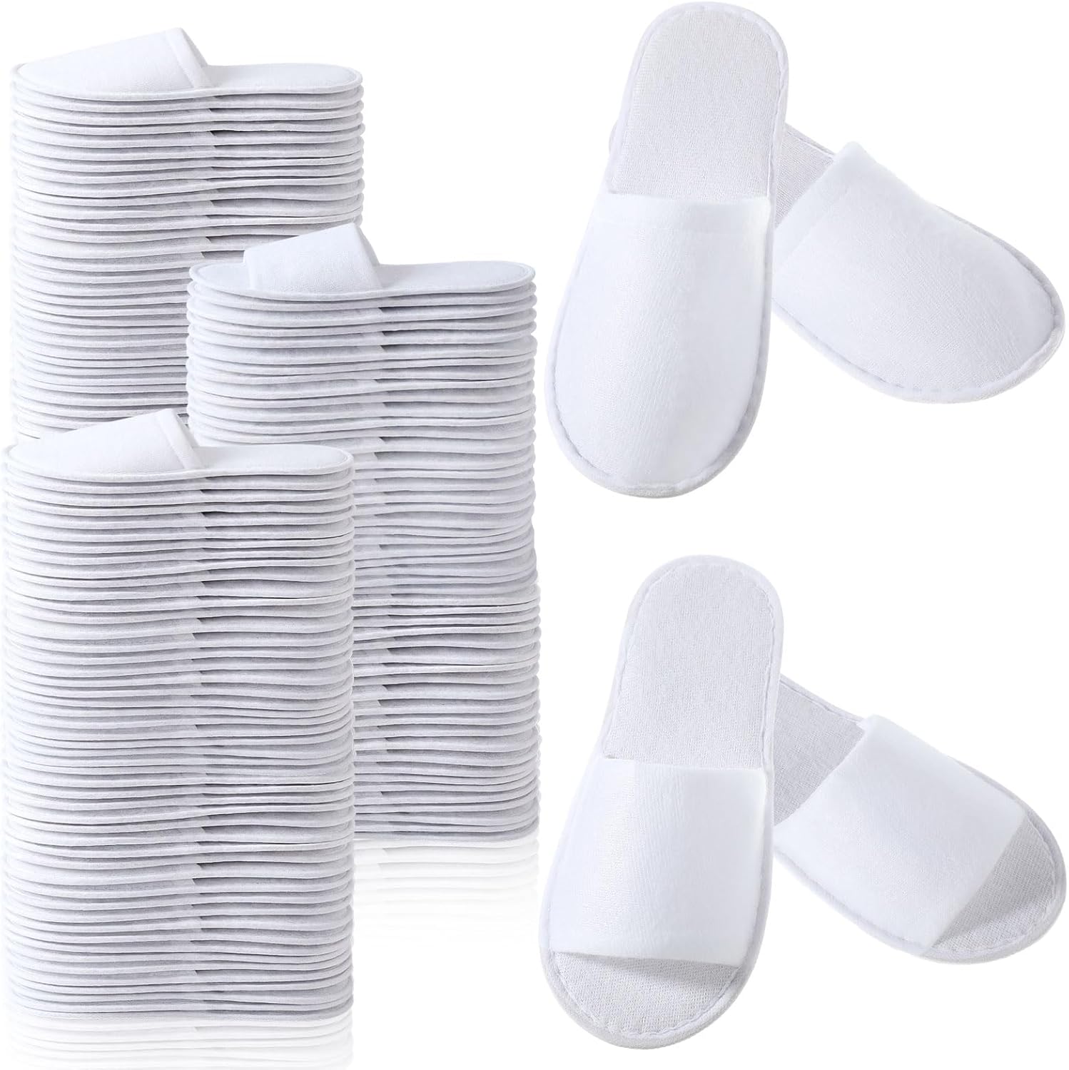 Coume 48 pairs disposable guest slippers bulk white pack