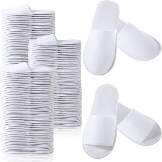 Coume 48 pairs disposable guest slippers bulk white pack