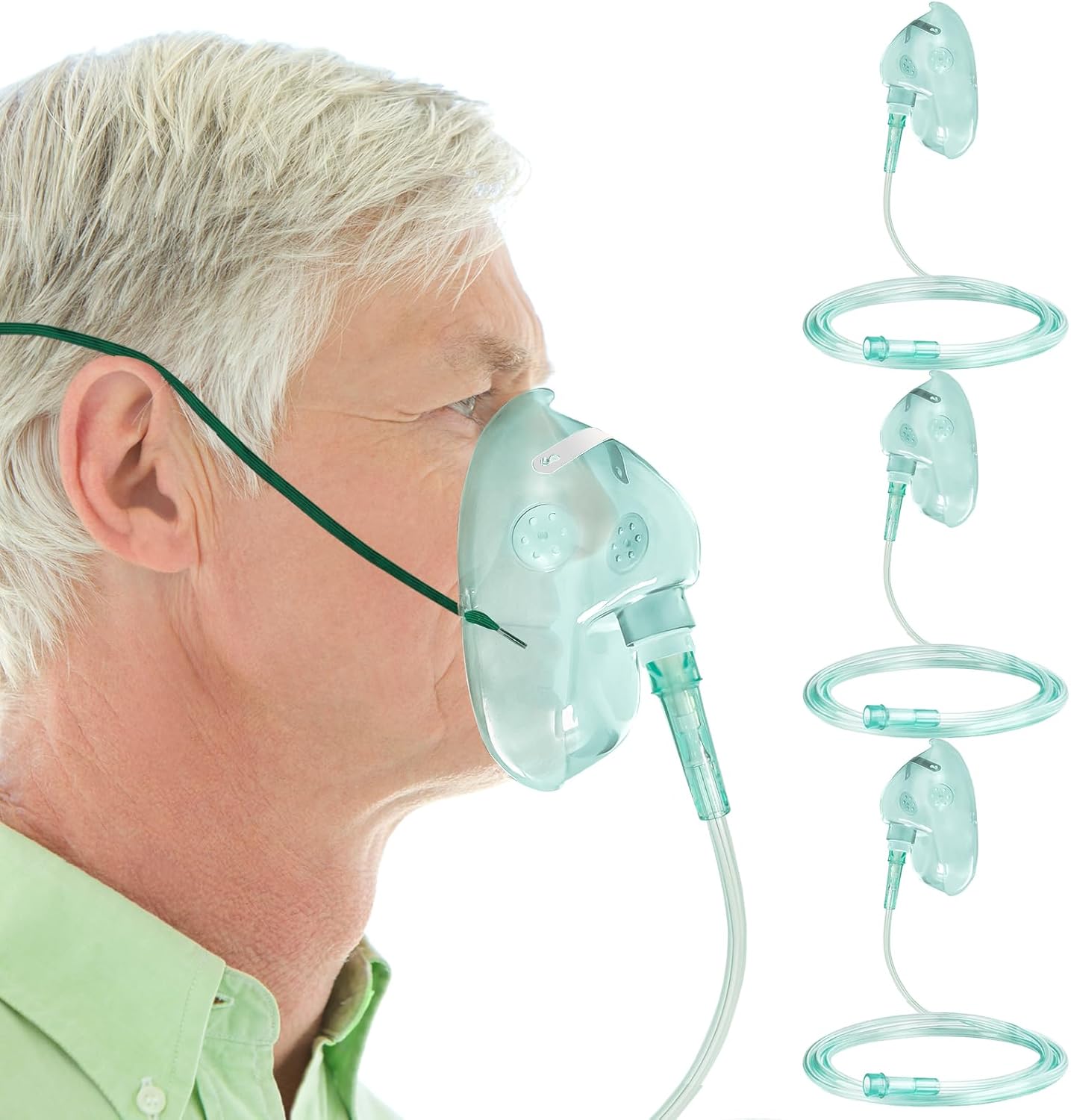 Woowruier 3 Pack Oxygen Masks Adult XL front view for respiratory therapy.