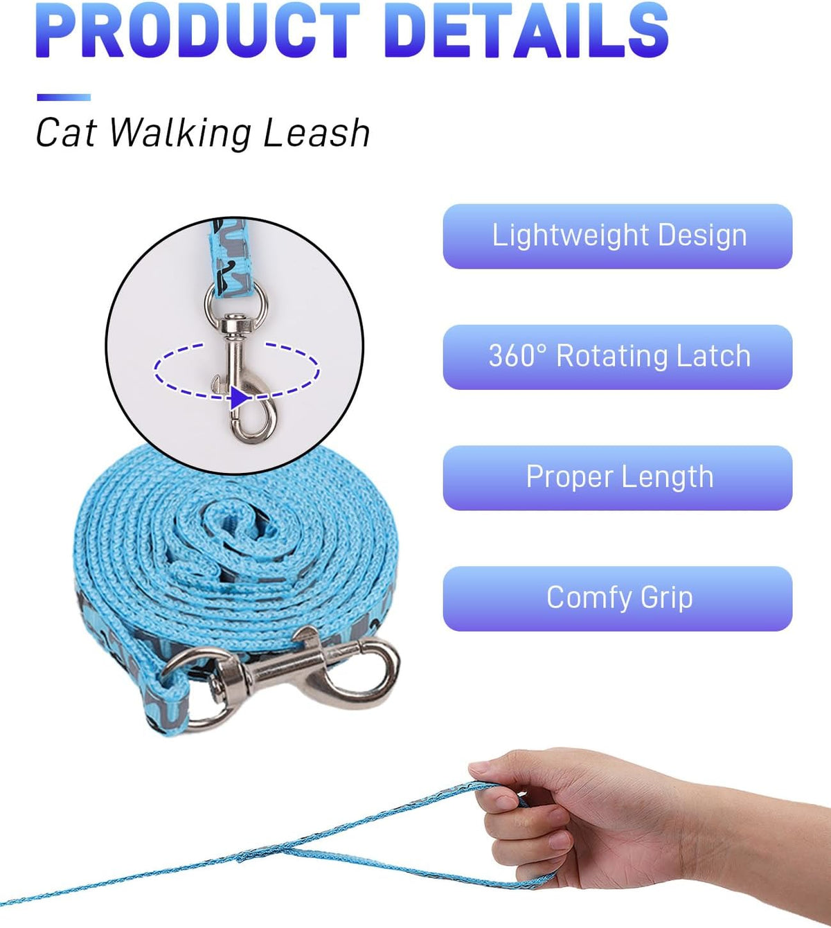 Soft breathable nylon material detail of cat harness