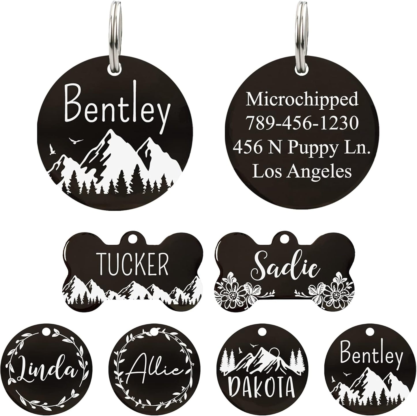 Ultra Joys Stainless Steel Pet ID Tag Dog Name Tags Personalized Front and Back Engraving, Customized Dog Tags and Cat Tag, Optional Engraved on Both Sides, Bone Tag with Mountain Design, Large - Image 12