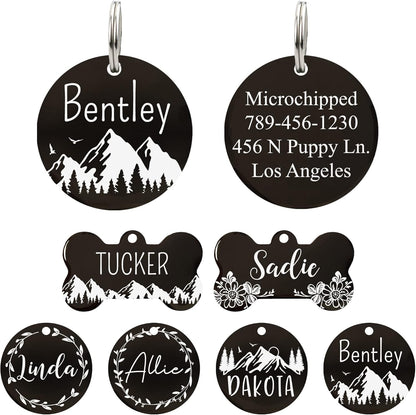 Ultra Joys Stainless Steel Pet ID Tag Dog Name Tags Personalized Front and Back Engraving, Customized Dog Tags and Cat Tag, Optional Engraved on Both Sides, Bone Tag with Mountain Design, Large - Image 12