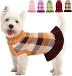 Dog Sweater Dress Plaid Knitwear for Small Medium Dogs Warm Puppy Pet Turtleneck Stretch Pullover Cute Fall Winter Vest Clothes with Leash Hole for Christmas (Pink, XS) - Image 15