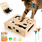 Cat Scratch Puzzle Enrichment Box, Interactive Cat Toy for 3 Balls & 2 Wand - Image 9