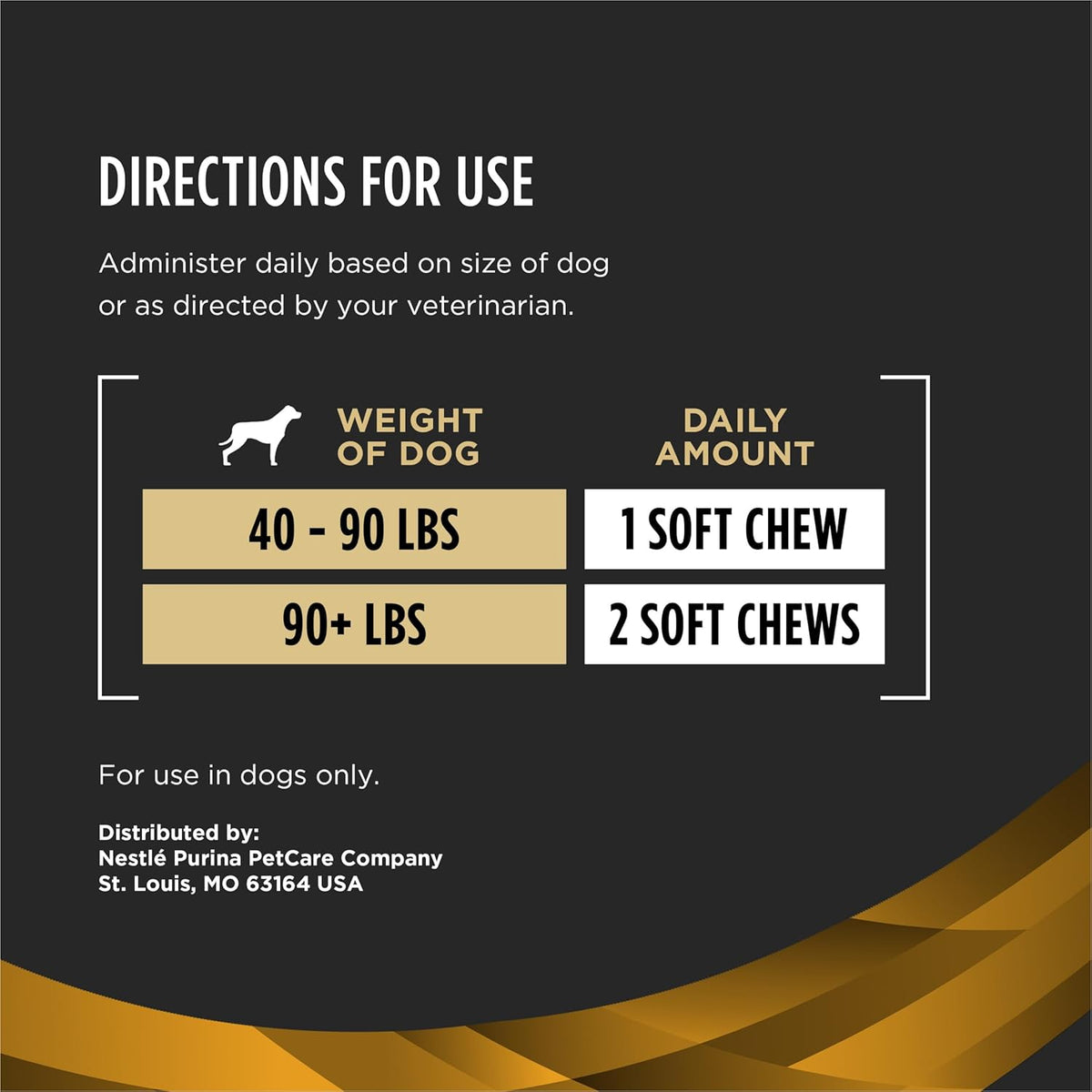 Pro Plan Veterinary Diets JM canine mobility care supplement package side details.