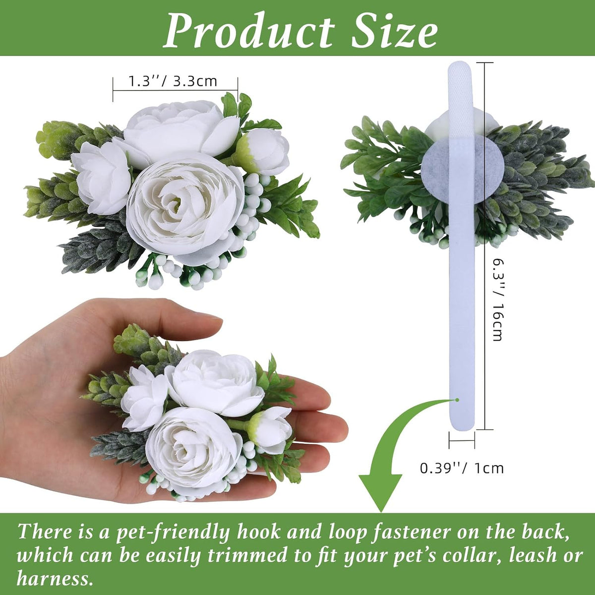 Pawlarispets removable floral rose charm for dog collars
