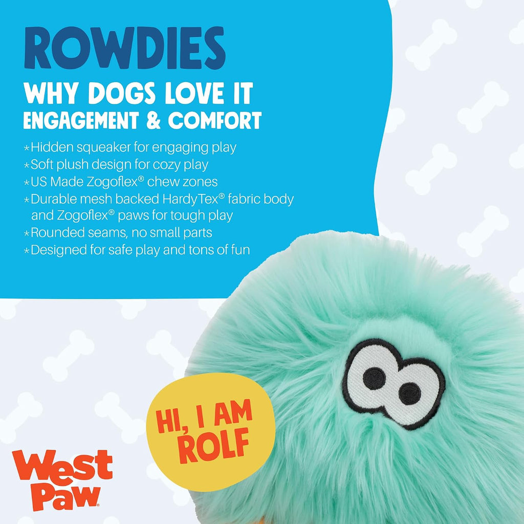WEST PAW Rowdies Rolf Durable Plush Dog Toy with HardyTex Reinforced Seams Engaging Squeaker with Soft Cuddly Exterior Hand Sewn and Finished in Bozeman Montana for Dogs - Seafoam - Image 2