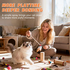 Paw Planet catnip mist applied to plush interactive cat toys
