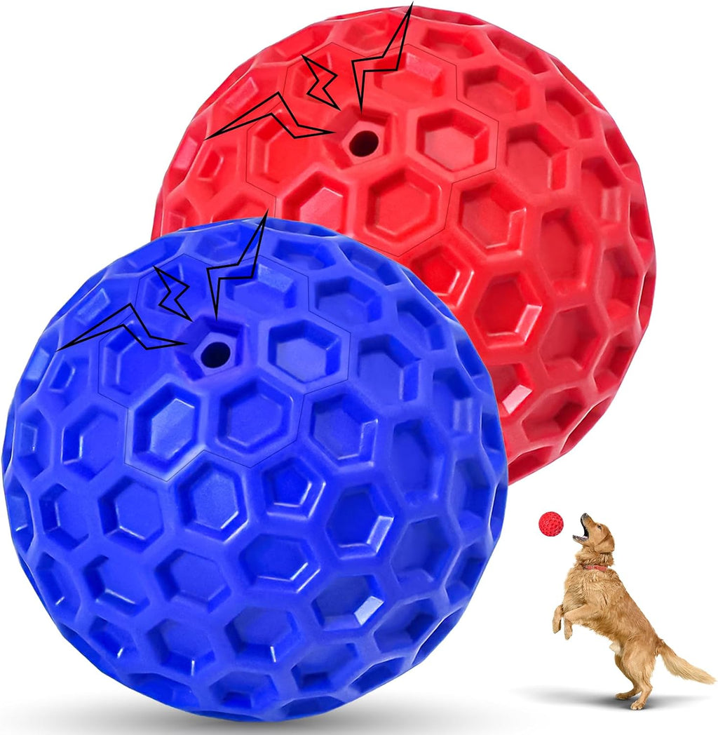 Cheodin 2 pack indestructible squeaky dog balls front view