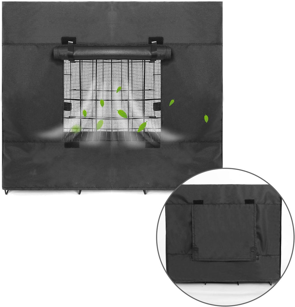 Femuar windproof black dog crate cover zipper installation detail