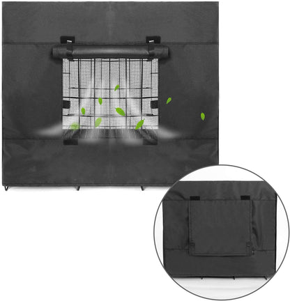 Femuar windproof black dog crate cover zipper installation detail