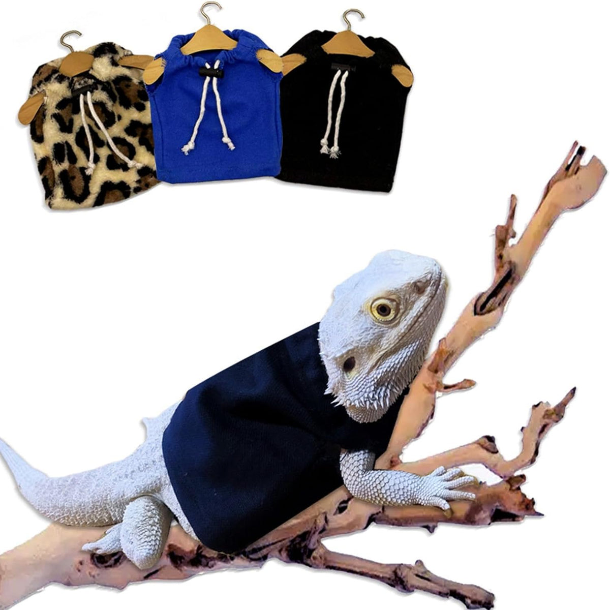 Lizard Clothes Bearded Dragon Hoodie Sweater Jacket Small Pet Costume Flannel Apparel for Reptiles Party Cosplay Props Chameleon Outfit Reptile Clothing AccessoriesLeopard - Image 9
