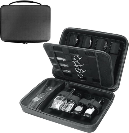 Bibuks professional barber clipper case front view showing black Oxford fabric exterior