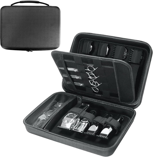 Bibuks professional barber clipper case front view showing black Oxford fabric exterior