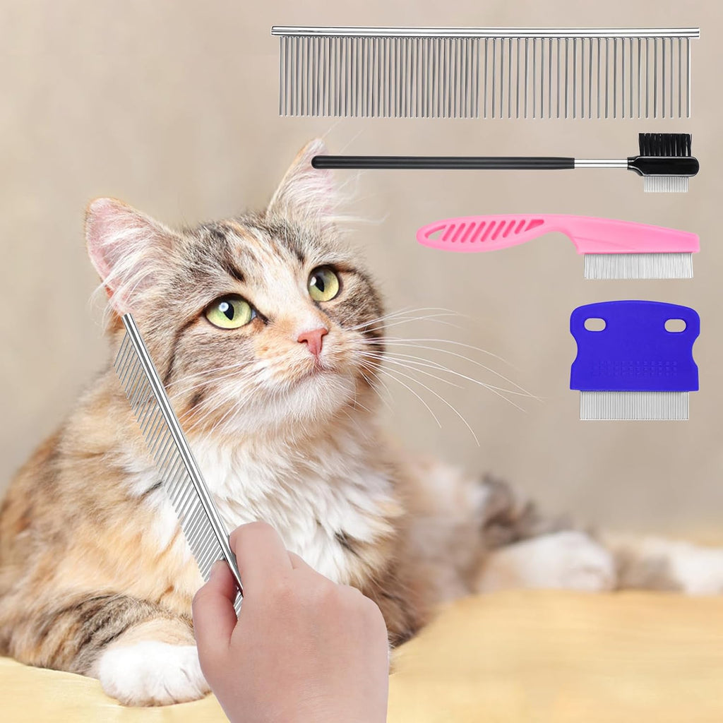 Professional pet dematting and lice removal comb set for short and long haired animals.