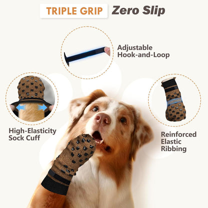 Close up of double sided rubber traction grips on dog socks