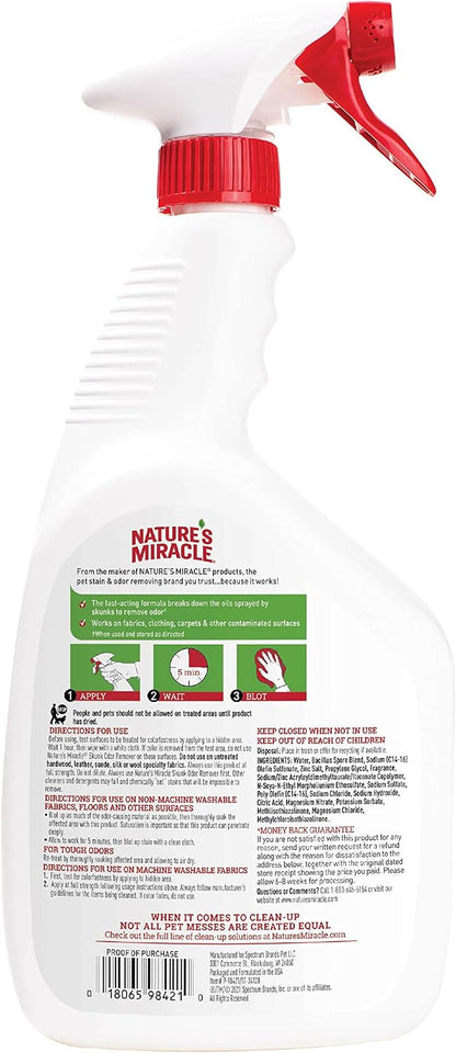Premium USA imported Nature's Miracle skunk oil remover for fabrics and carpets