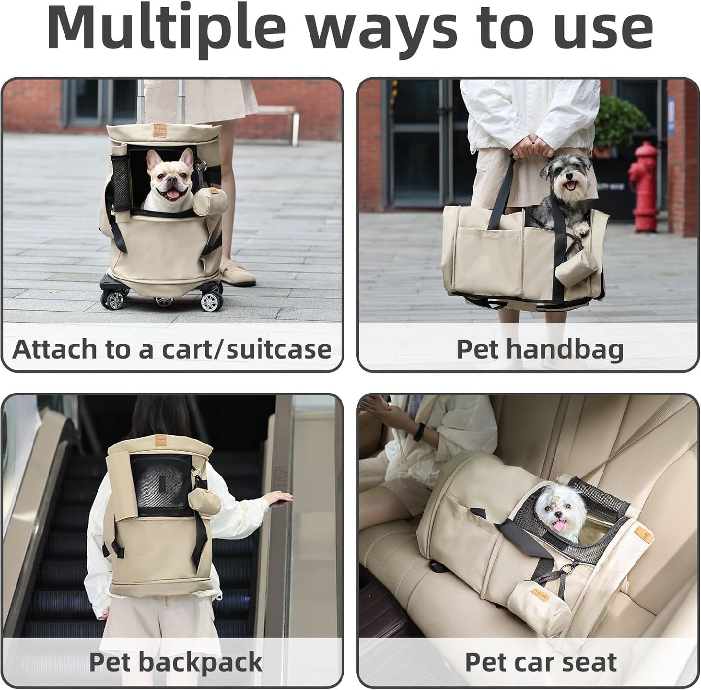 GentleBliss pet carrier bag converted into a handheld tote with stowed straps