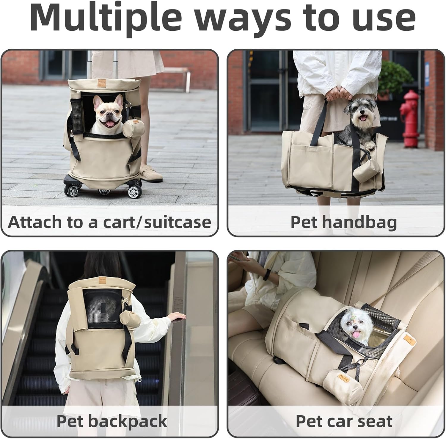 GentleBliss pet carrier bag converted into a handheld tote with stowed straps