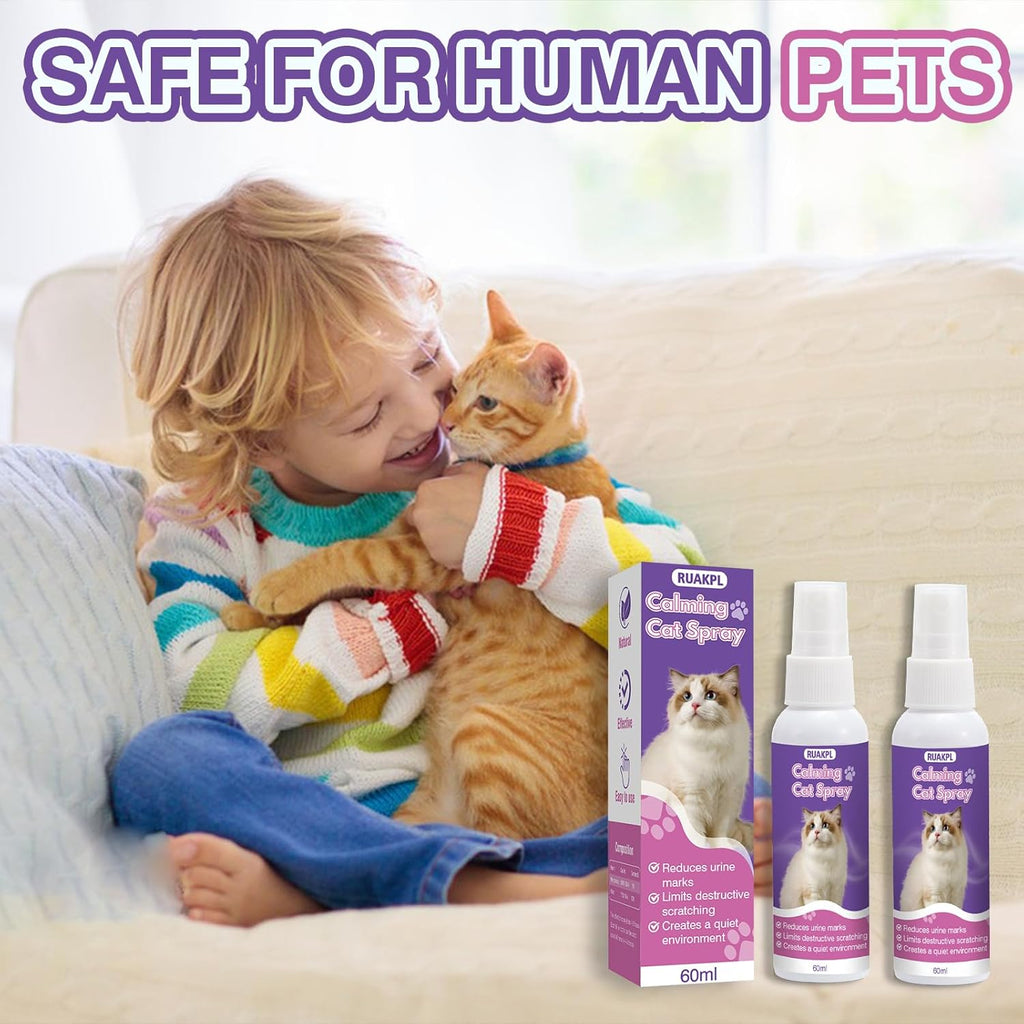 Two pack cat calming spray bottle set for multi cat household anxiety management