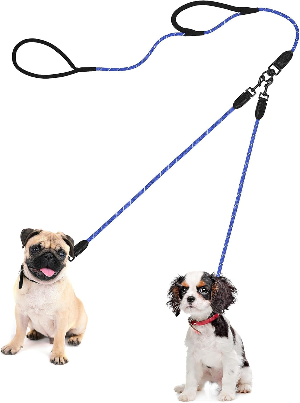 PetBonus Rope Double Dog Leash, No Tangle Dual Leash, Reflective Walking Training Lead with Two Comfortable Padded Handles, Lead Coupler for Small Medium Dogs (11-55 lbs, Black) - Image 10