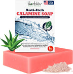 Herblov Natural Instant Itch Relief Soap Bar packaging front view for eczema relief