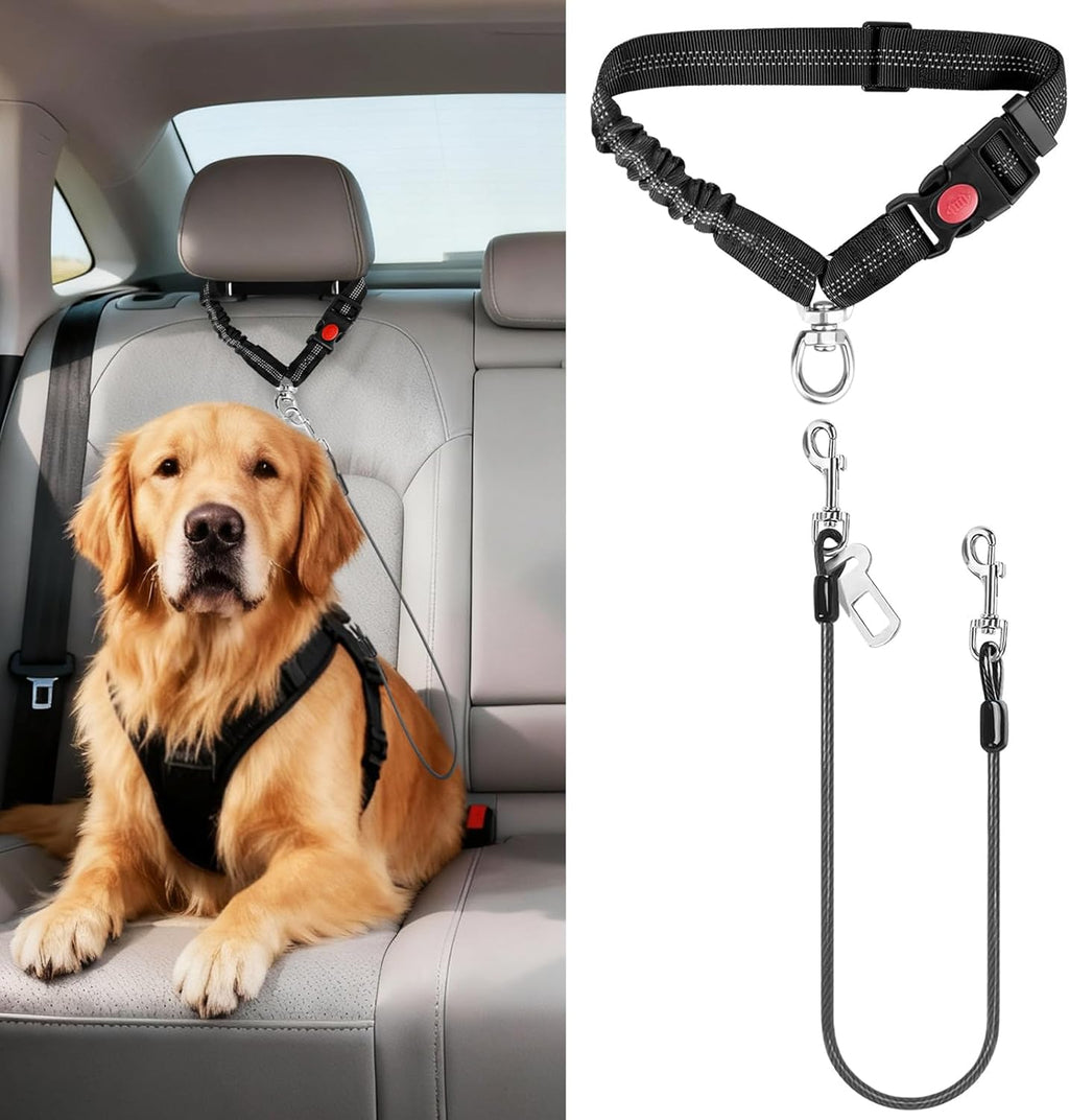 Idepet stainless steel dog seat belt front view