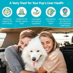 Educational graphic showing key ingredients in dog liver support