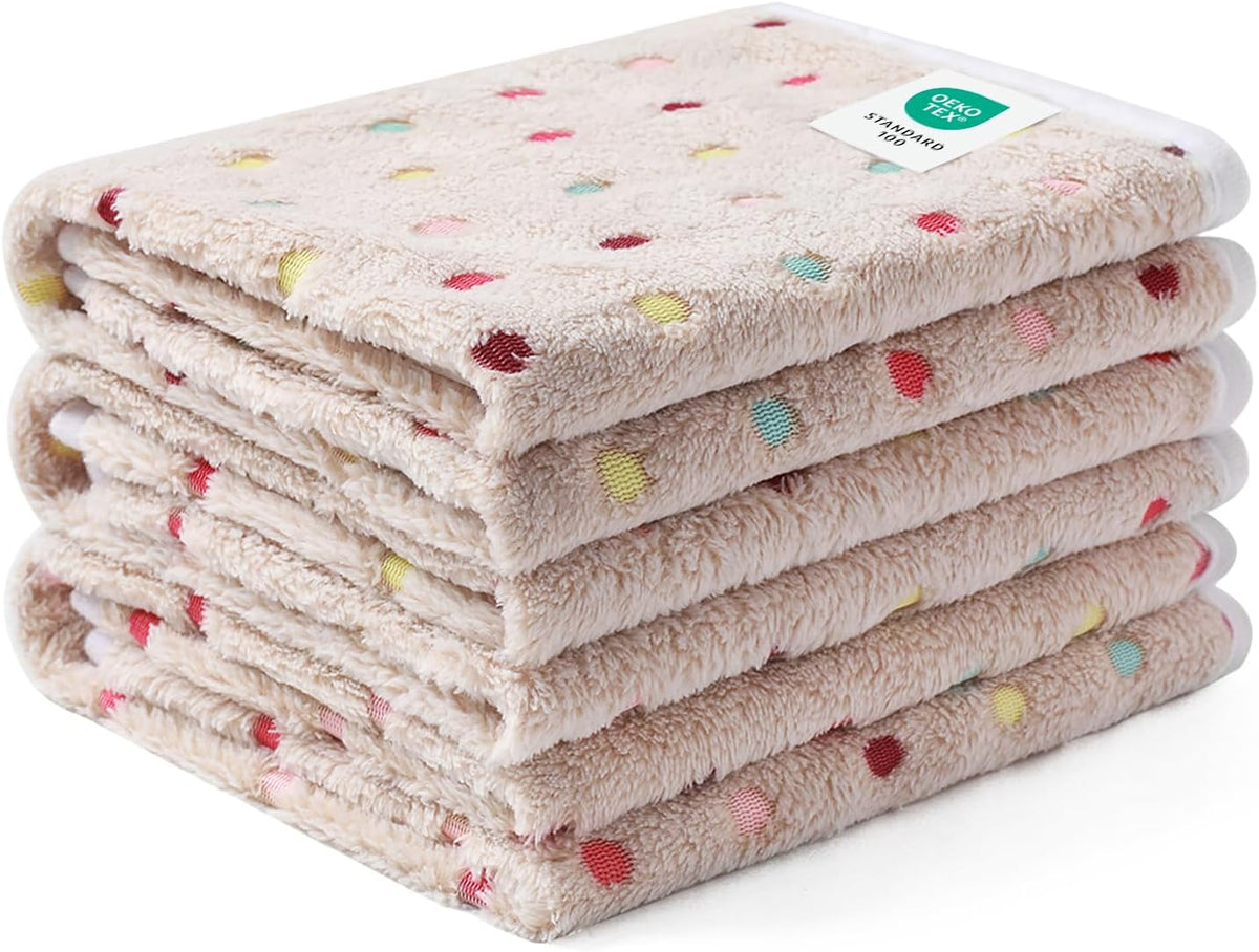1 Pack 3 Blankets Super Soft Cute Dot Pattern Pet Blanket Flannel Throw for Dog Puppy Cat Beige/Brown/Pink Small - Image 9