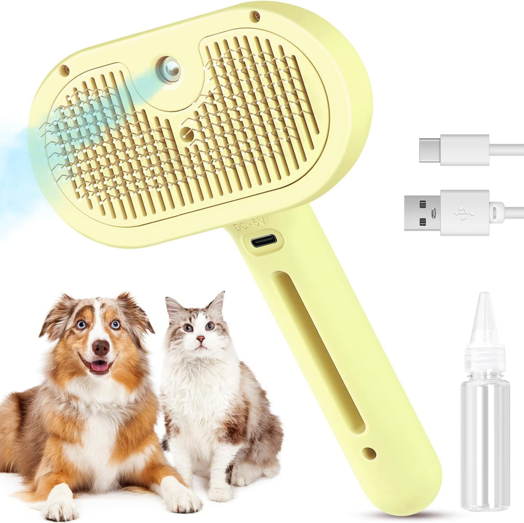 Pet Steam Brush for Indoor Cats & Dogs, Self Cleaning Cat Brush for Shedding & Grooming Supplies, Anti-Static & Anti-Flying Hair Water Mist Spray Hair Removal Comb for Long & Short Haired Animals - Image 12
