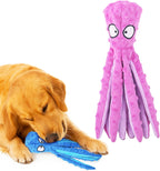 Close up of squeaker head and crinkle tentacles on Synra octopus toy