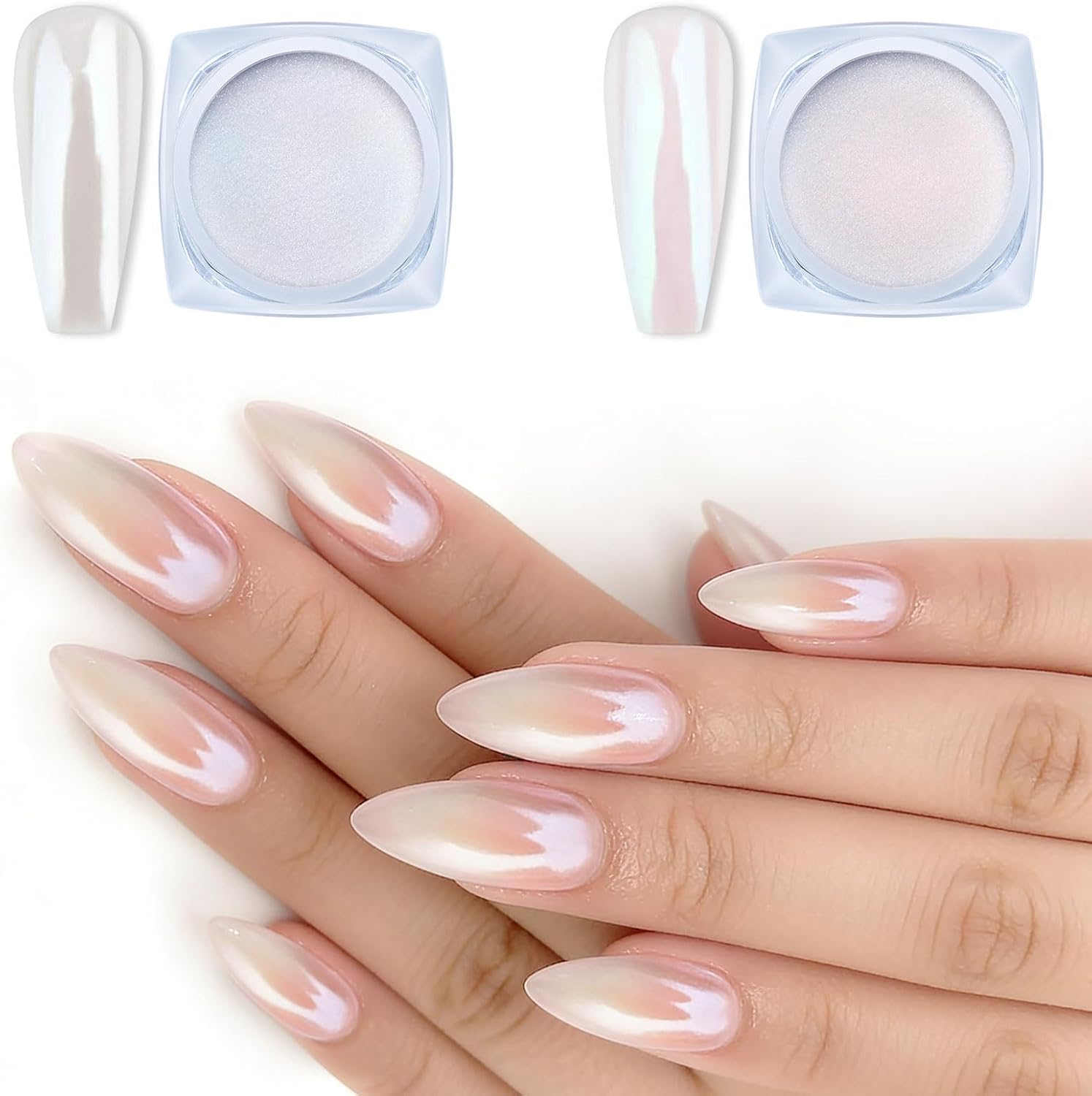 Artdone 2 Jars Chrome Nail Powder set front view