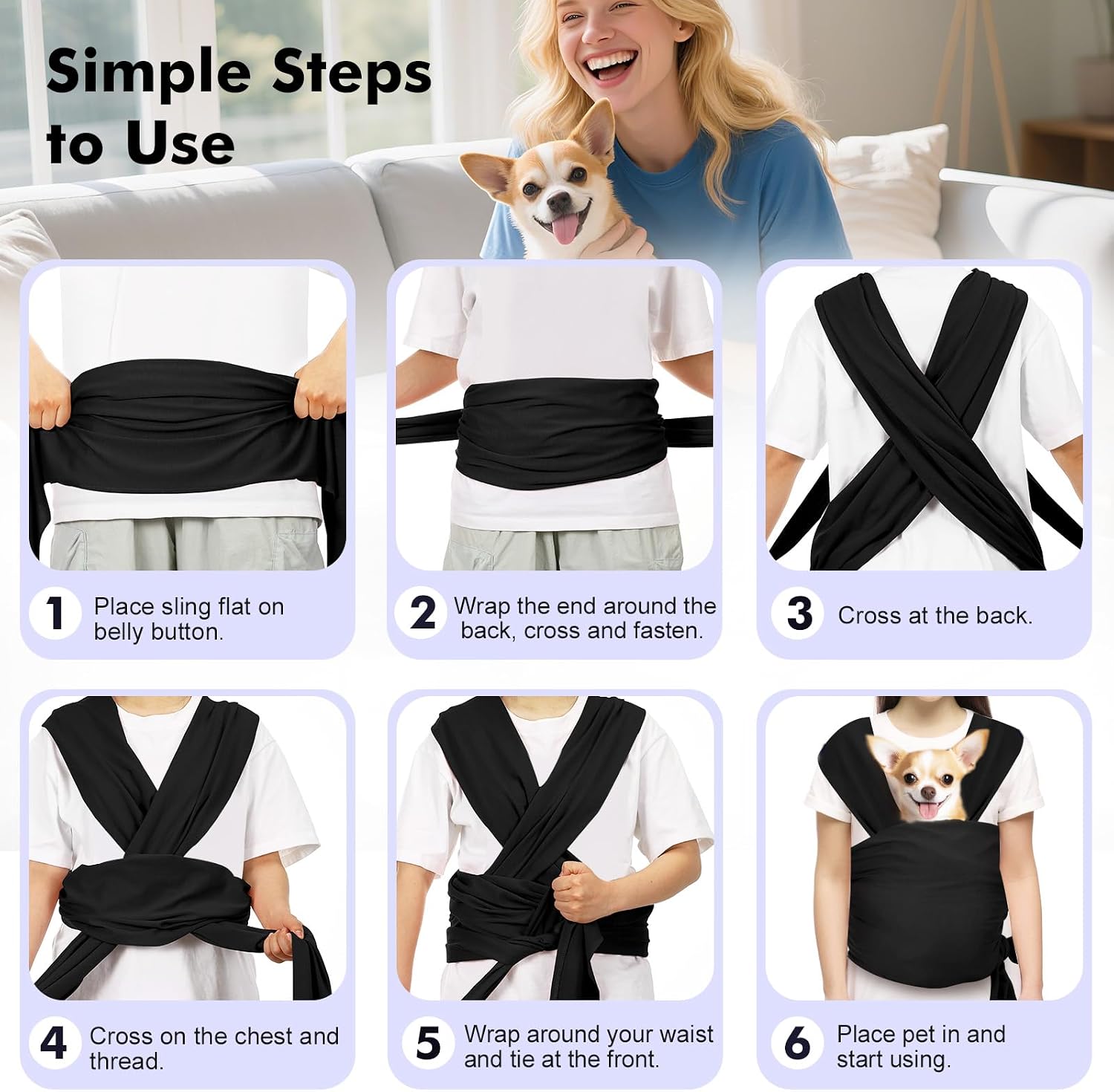 Side profile of Pawaboo small dog sling carrier