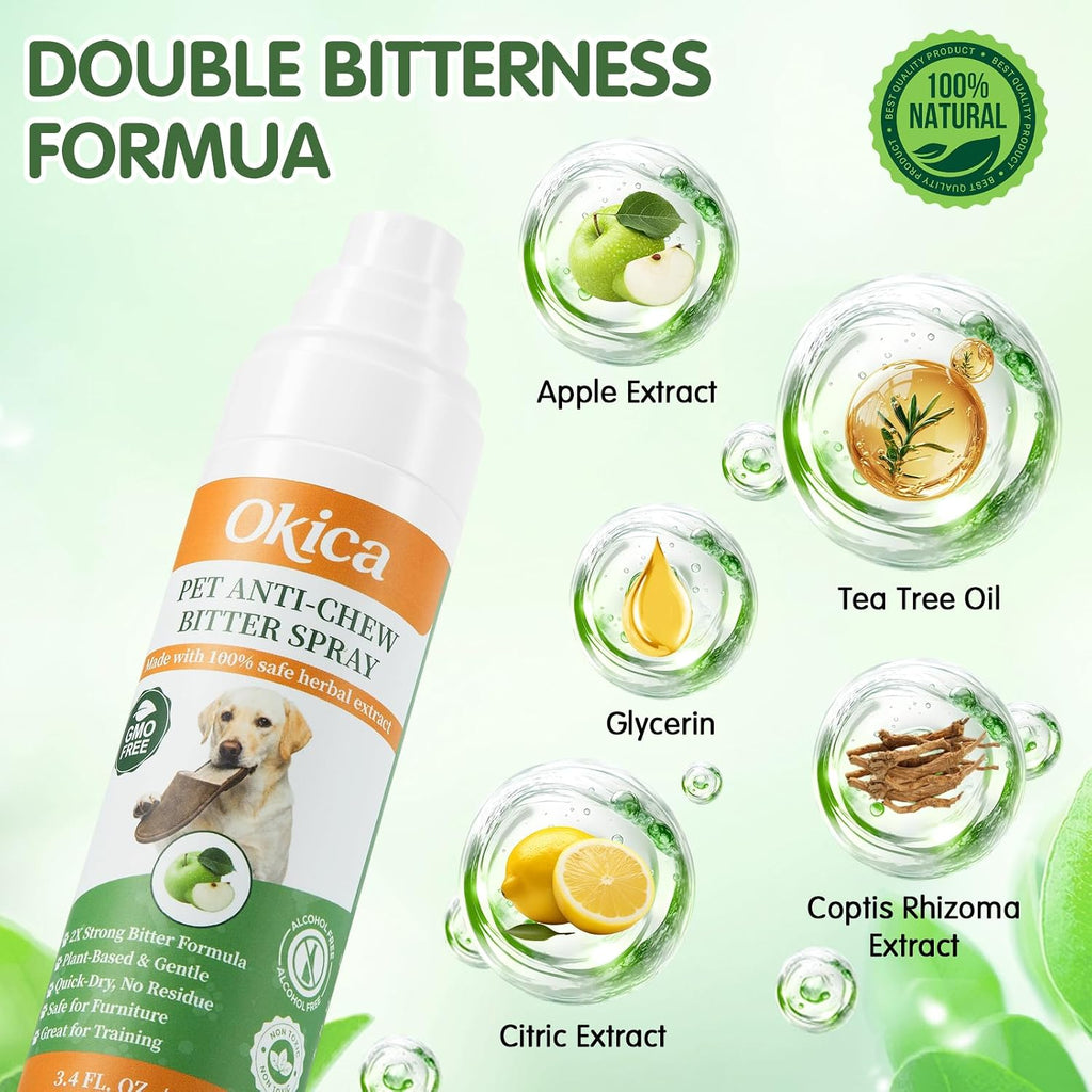 Two bottles of Nupec dog deterrent spray for furniture
