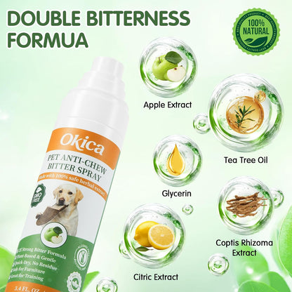Two bottles of Nupec dog deterrent spray for furniture