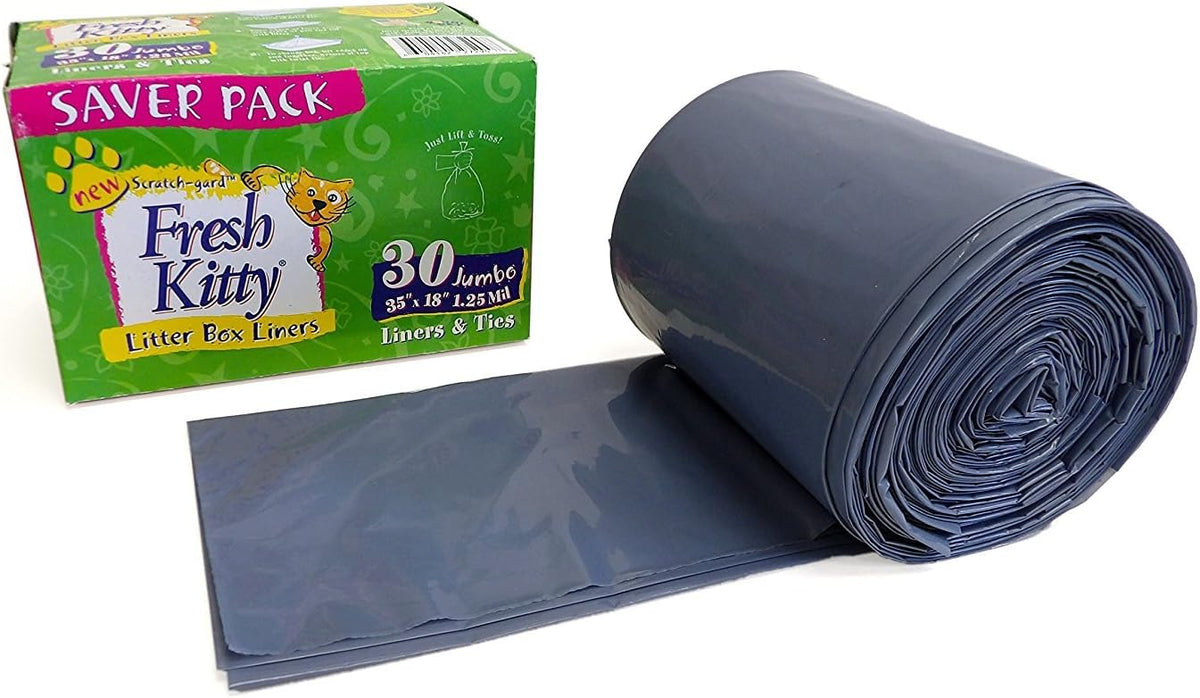 30 Count Fresh Kitty Litter Box Liners Super Thick, Durable, Easy Clean Up Jumbo Scented, Bags with Ties for Pet Cats - Image 10