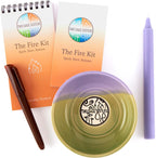 Two Sage Sisters Fire Kit front view with purple and green ceramic bowl.