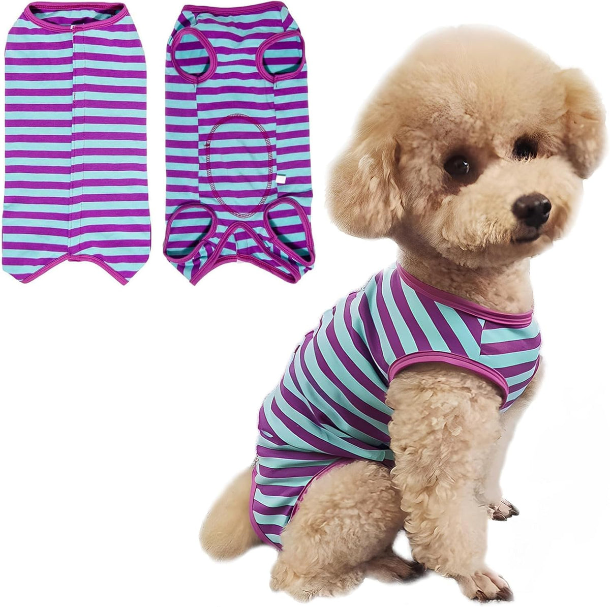 Dog's Recovery Suit Post Surgery Shirt for Puppy, Small Dog Surgical Recovery Suit for Female Male Dogs, Dog Onesie Protect Surgical Wound(Pink White Stripe-m) - Image 15