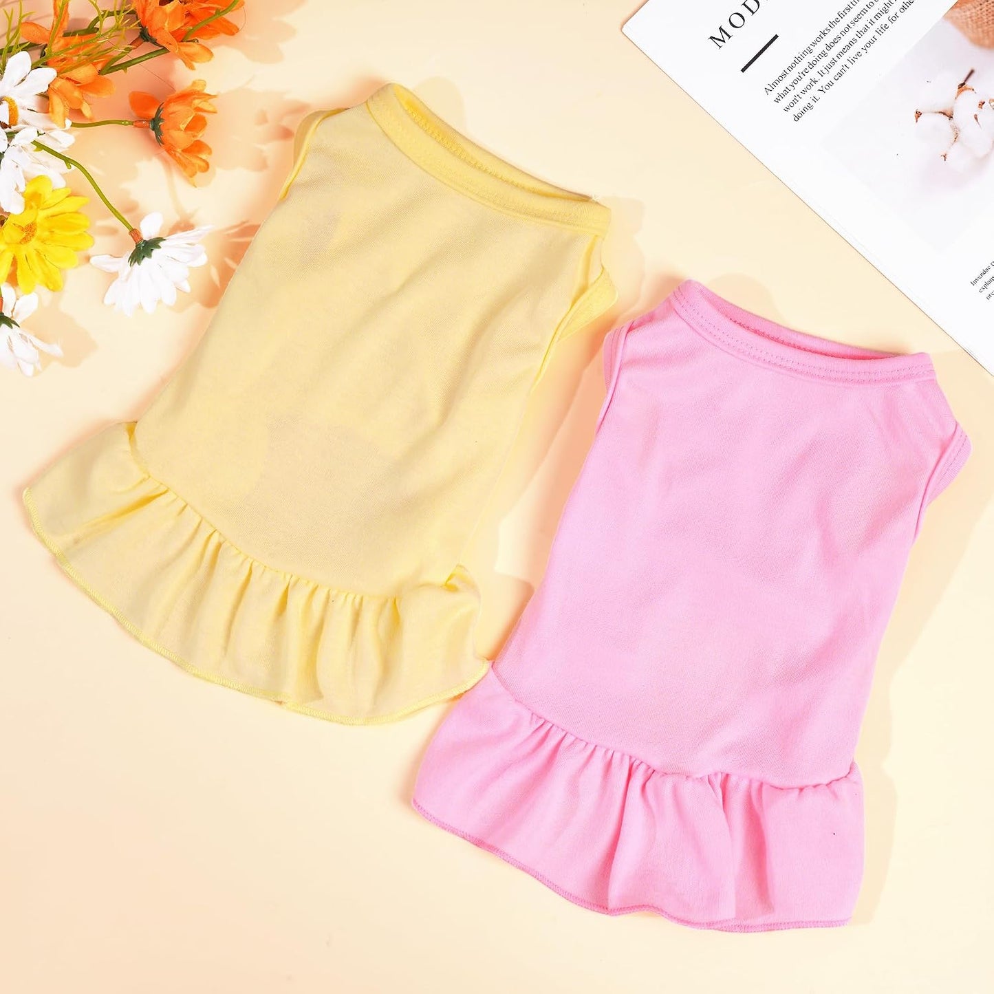 Choyaxo vibrant yellow cat skirt made from breathable summer fabric