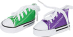 Small parrot playing with a cotton sneaker foraging toy