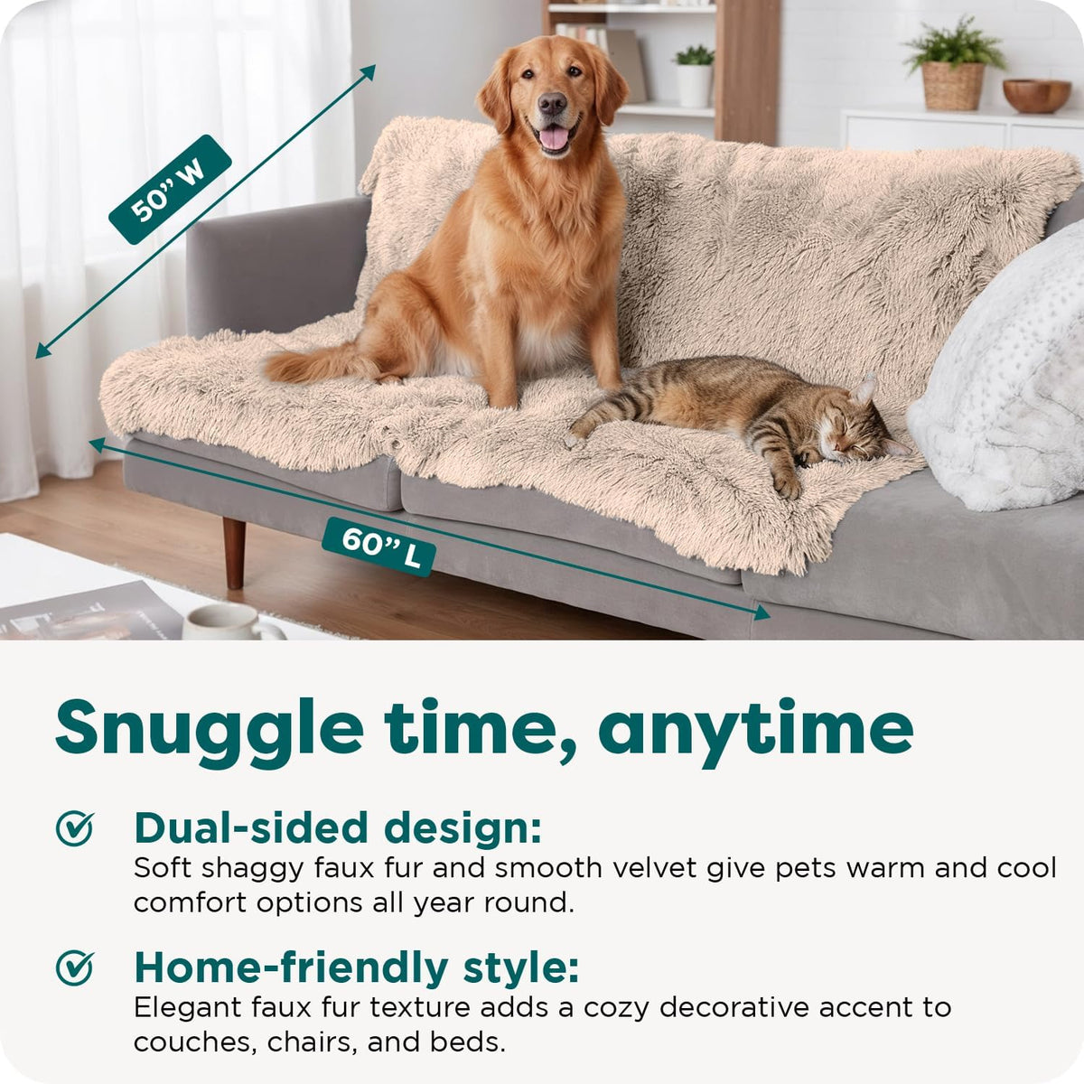 Waterproof velvet underside of Furhaven pet throw blanket