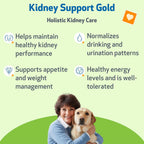 Pet Wellbeing canine kidney support liquid supplement packaging close up