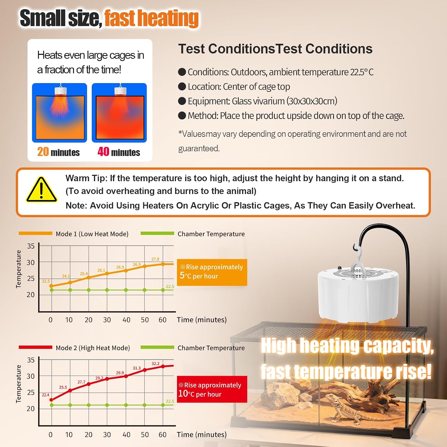 Under-tank mounting demonstration of the 200 watt reptile heating system on a glass enclosure.