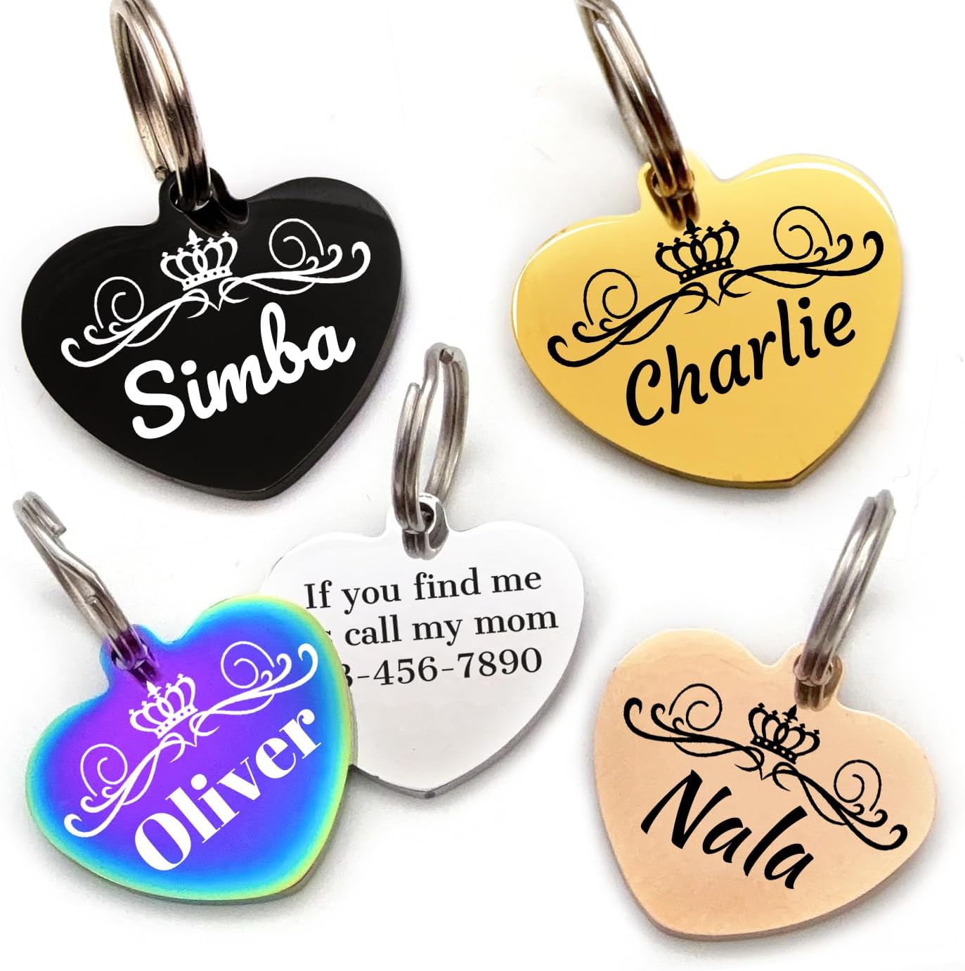 Personalized Dog Tags, Stainless Steel Pet Tags Personalized Cat, Collar Charm Engraved on Both Sides, up to 4 Lines of Custom Text, Multiple Patterns Colors Size Options (Flower, Small) - Image 9