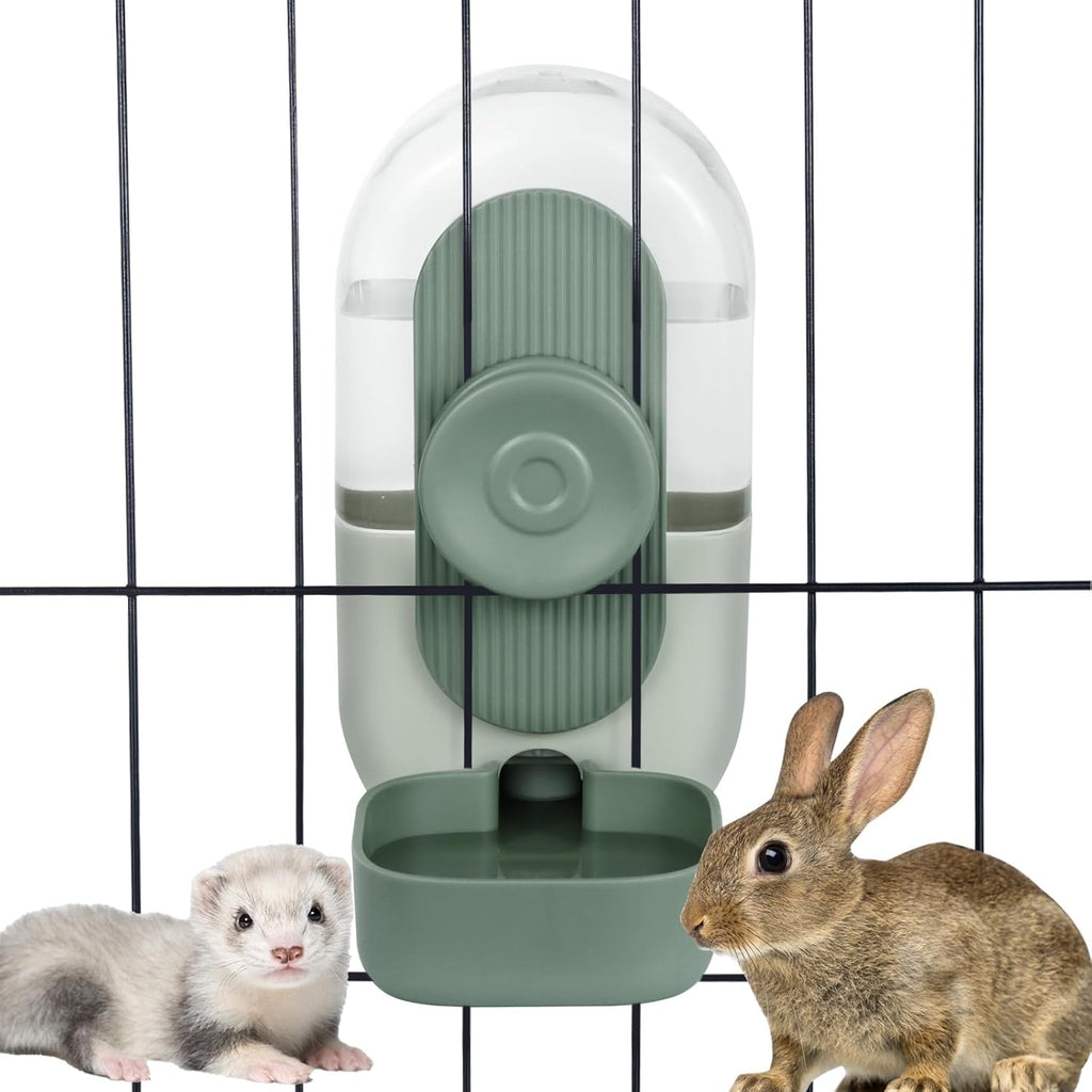 Lemtrflo 28oz Hanging Automatic Water DispenserRabbit Water Bottle,Bunny Guinea Pig Ferret Water Bowl for Cage,Suitable for Small Animal Puppies(Cage Grid Spacing Over 1.2'') (Green) - Image 1