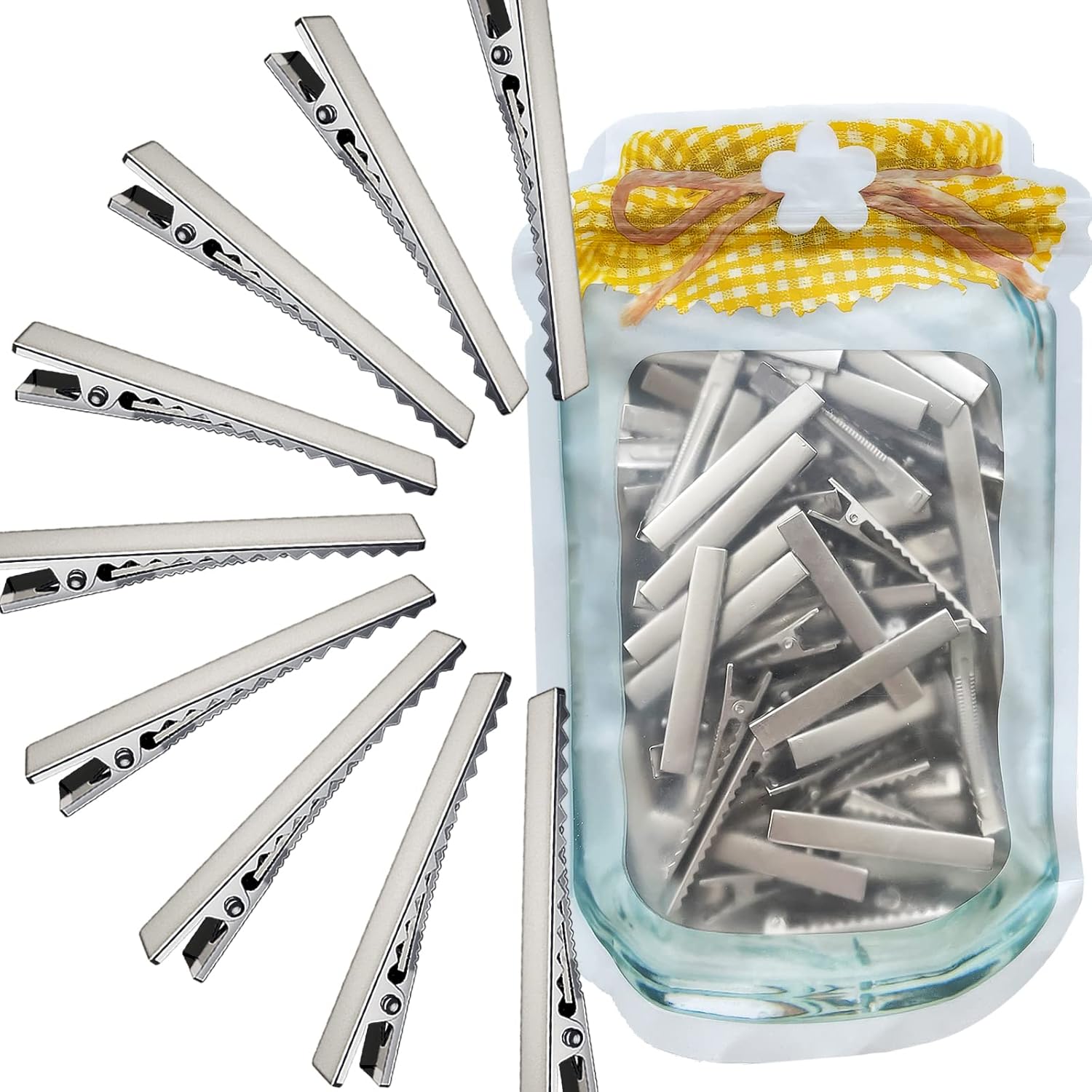 HiJeaton Alligator Metal Hair Clips bulk pack front view for craft supplies