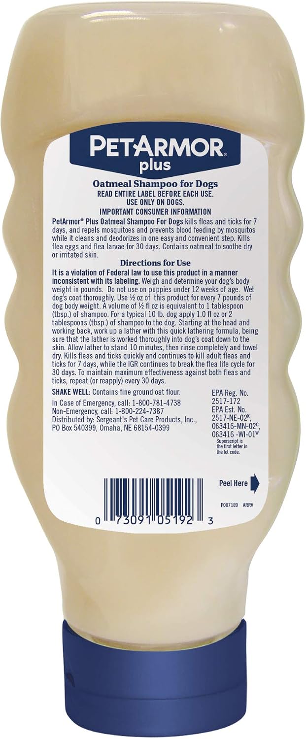 PetArmor Plus dog shampoo with oatmeal branding
